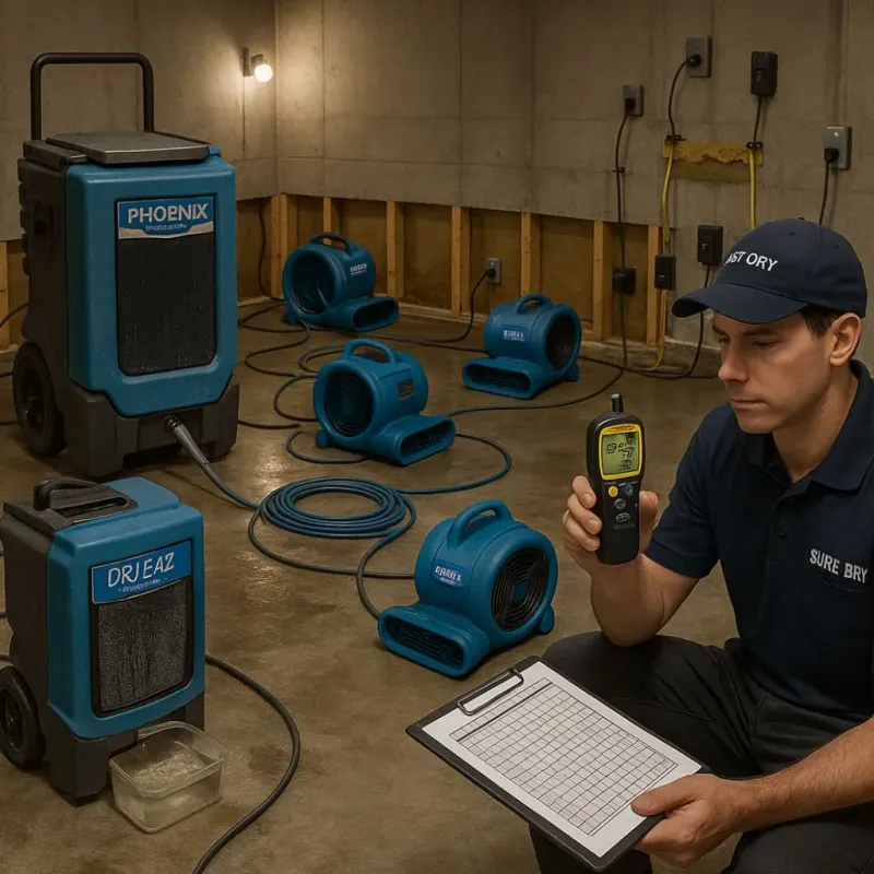 Structural Drying and Dehumidification process in Ozona, TX